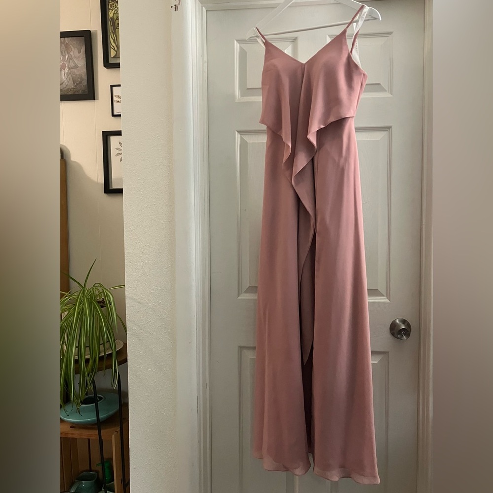 Azazie Dusty Rose Chiffon Bridesmaid Dress with Multiway Tie Front - Picture 2 of 8
